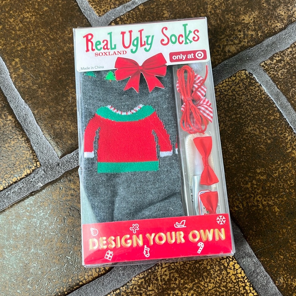 🛍 6 for $35 • NIB Soxland Design Your Own Real Ugly Christmas Socks